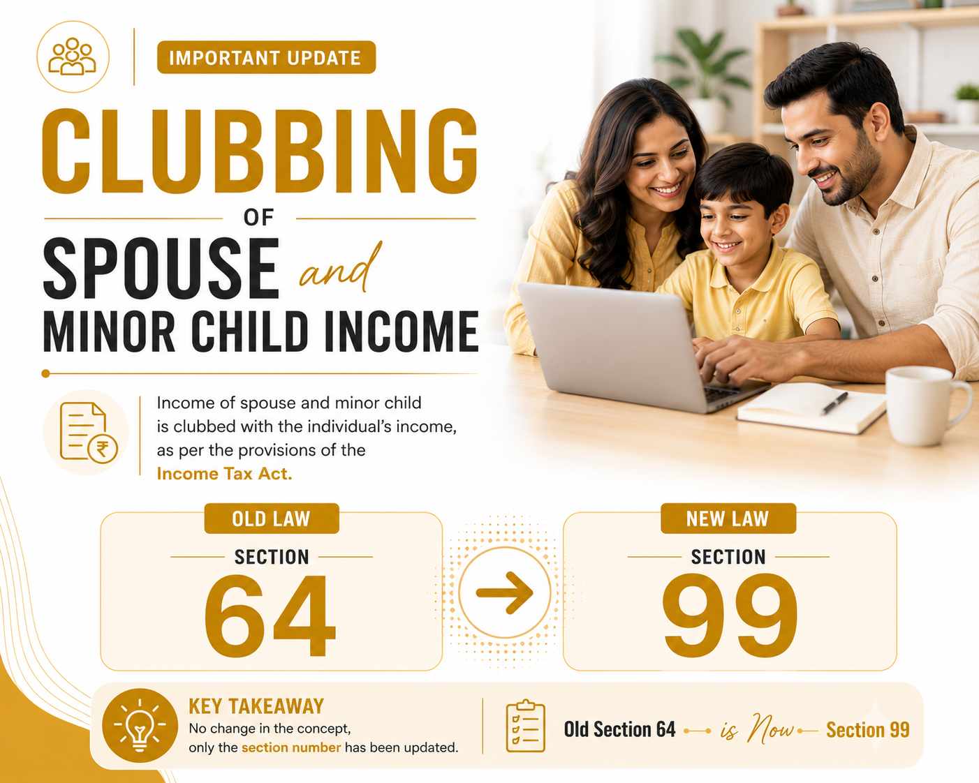 Clubbing Of Spouse And Minor Child Income: Old Section 64 Is Now Section 99